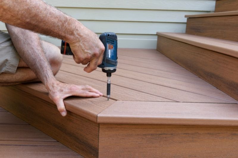 hand drilling composite decking stairway