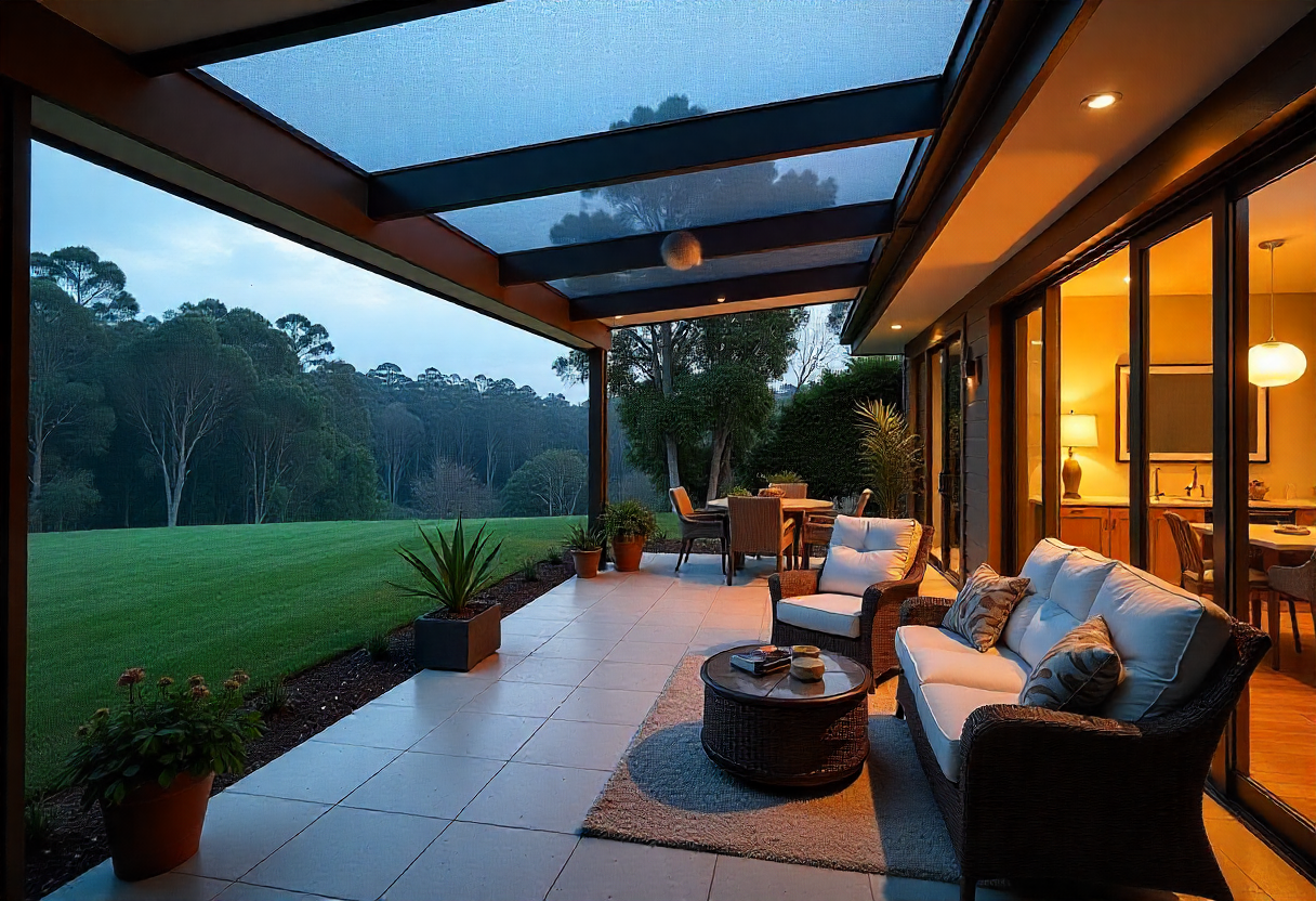 Enclosed patio during a hailstorm