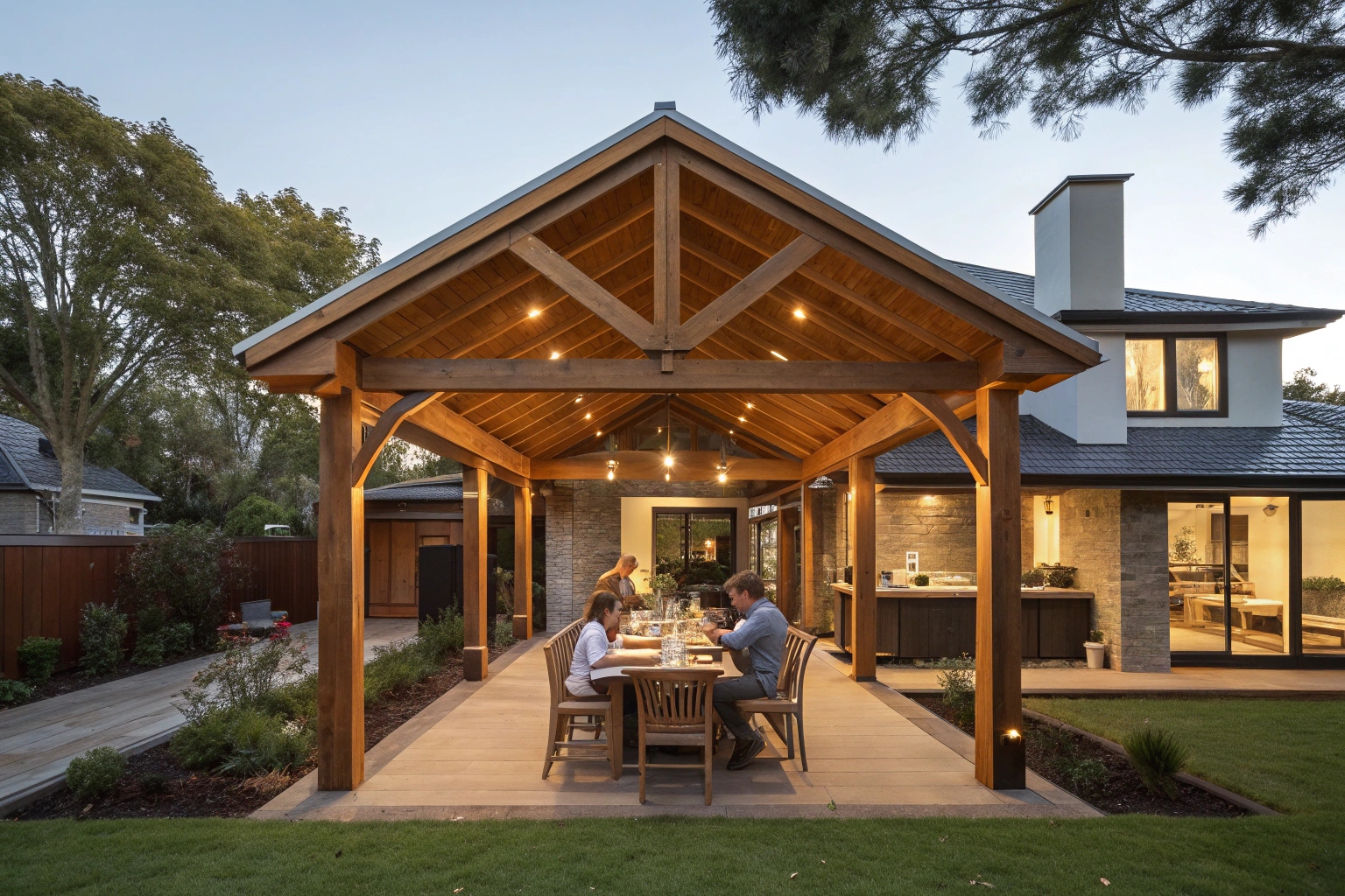 Custom timber outdoor pavilion construction for family entertaining in Canberra backyard